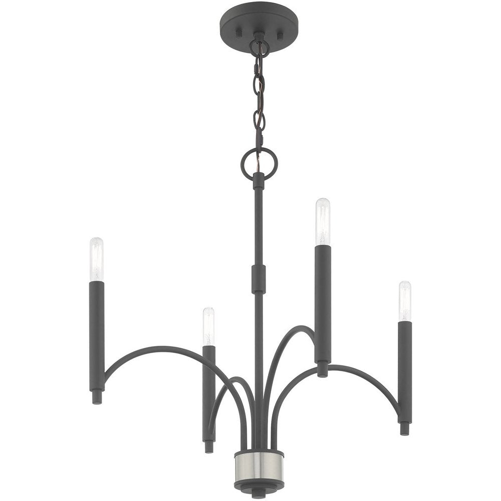 Gray Four Light Metal Dimmable Chandelier With Shades HomeRoots
