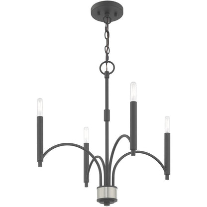 Gray Four Light Metal Dimmable Chandelier With Shades HomeRoots