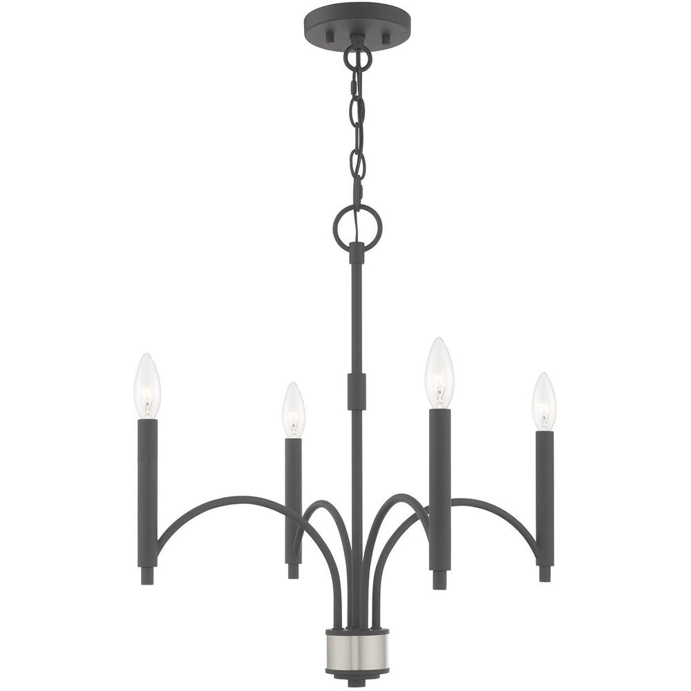 Gray Four Light Metal Dimmable Chandelier With Shades HomeRoots