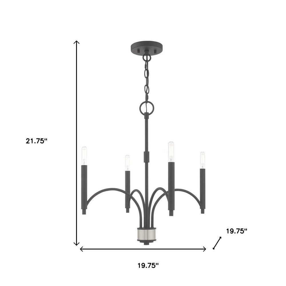 Gray Four Light Metal Dimmable Chandelier With Shades HomeRoots