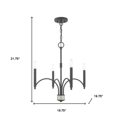 Gray Four Light Metal Dimmable Chandelier With Shades HomeRoots