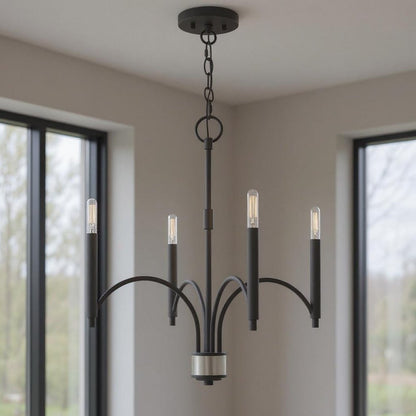 Gray Four Light Metal Dimmable Chandelier With Shades HomeRoots