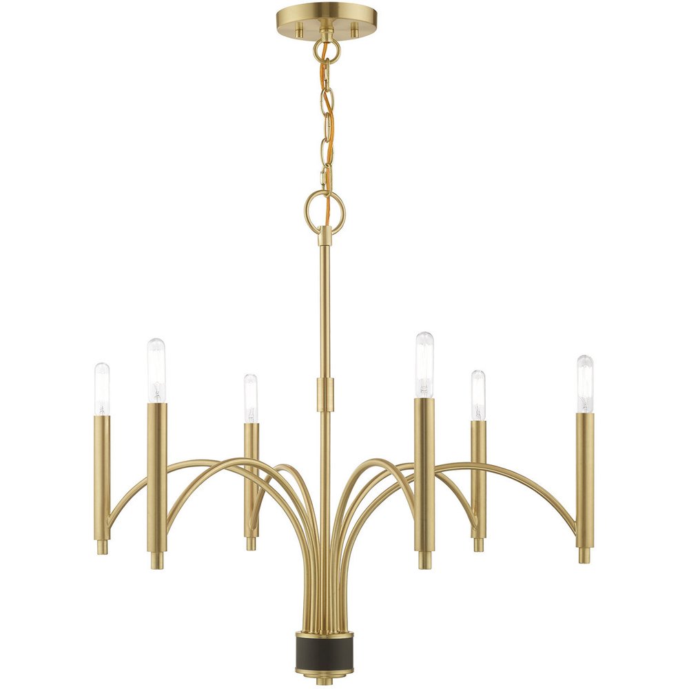 Brass Six Light Metal Dimmable Chandelier With Shades HomeRoots