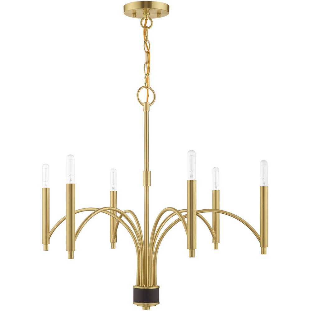 Brass Six Light Metal Dimmable Chandelier With Shades HomeRoots
