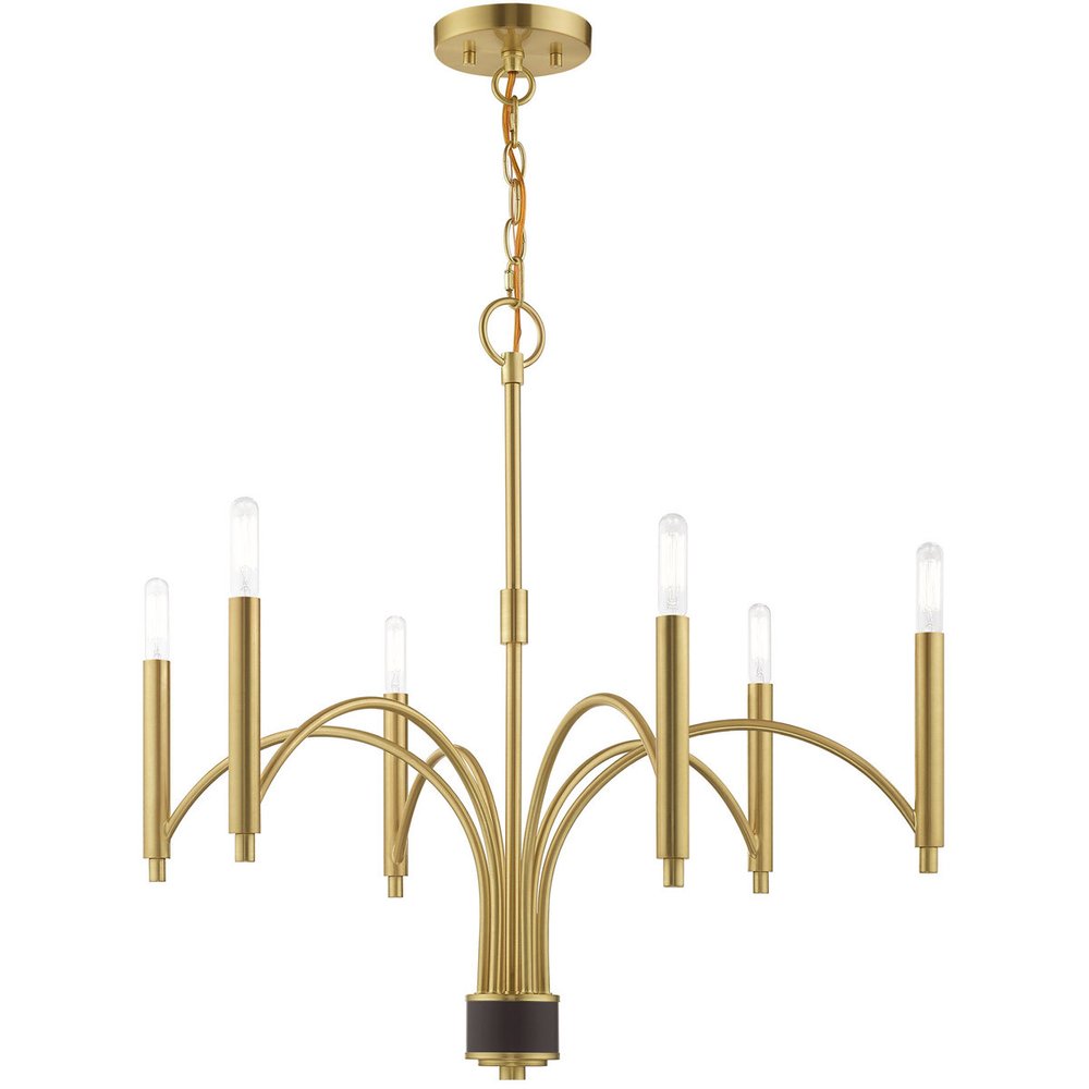 Brass Six Light Metal Dimmable Chandelier With Shades HomeRoots