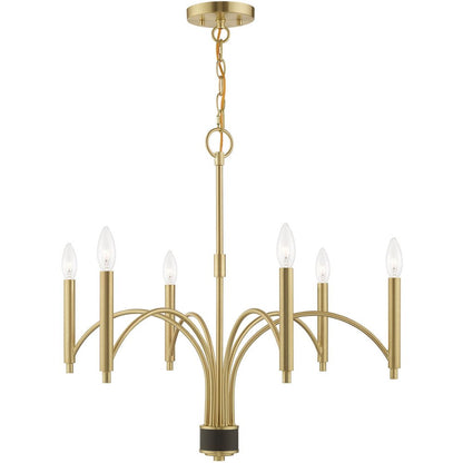 Brass Six Light Metal Dimmable Chandelier With Shades HomeRoots
