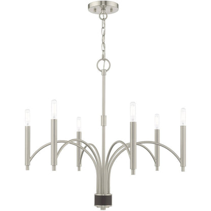 Nickel Six Light Metal Dimmable Chandelier With Shades HomeRoots