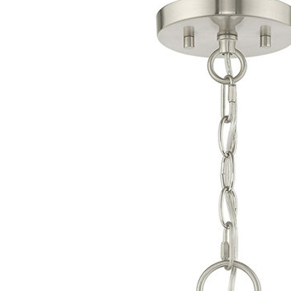 Nickel Six Light Metal Dimmable Chandelier With Shades HomeRoots