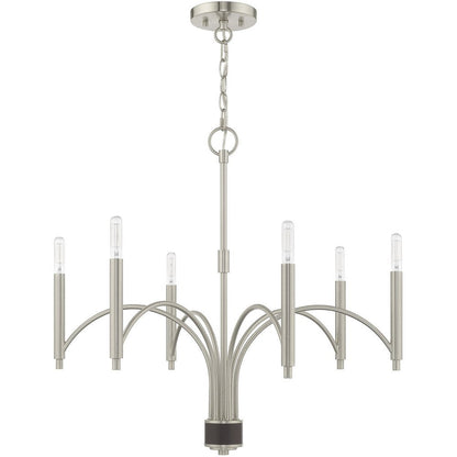 Nickel Six Light Metal Dimmable Chandelier With Shades HomeRoots