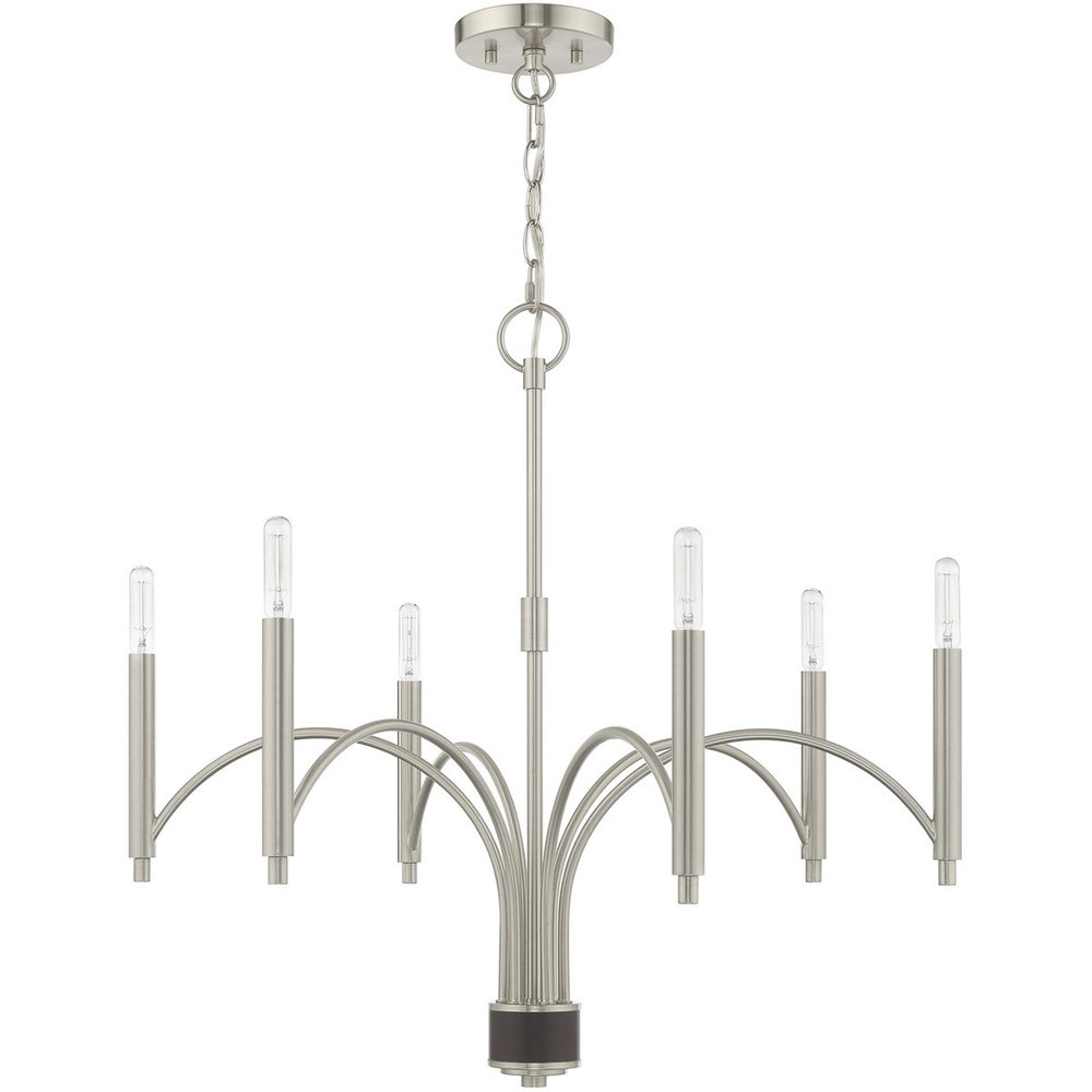 Six Light Dimmable Chandelier With Shades HomeRoots