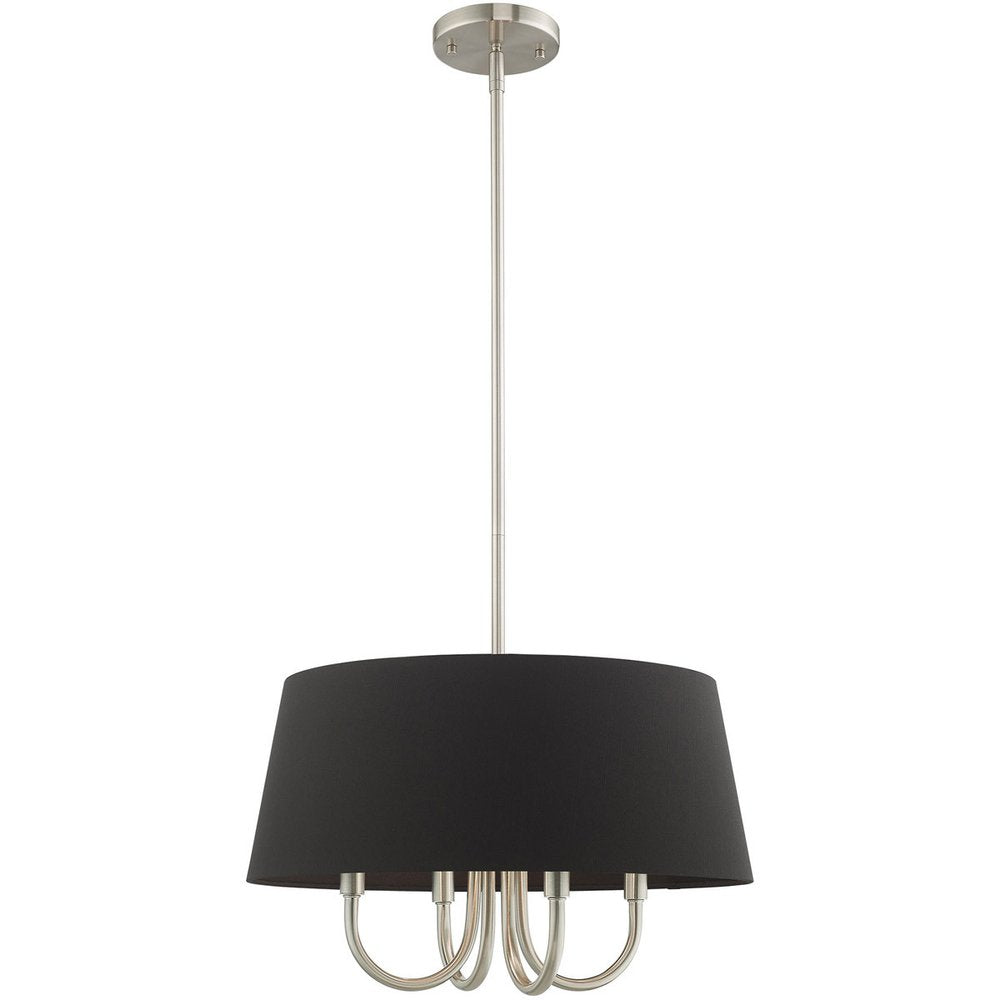 Nickel Four Light Metal Dimmable Chandelier With Shades HomeRoots