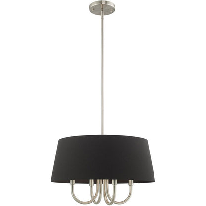 Nickel Four Light Metal Dimmable Chandelier With Shades HomeRoots