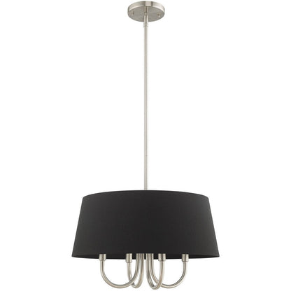 Nickel Four Light Metal Dimmable Chandelier With Shades HomeRoots