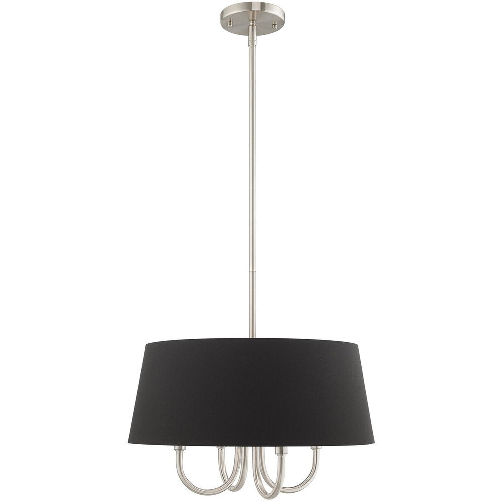 Nickel Four Light Metal Dimmable Chandelier With Shades HomeRoots