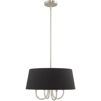 Nickel Four Light Metal Dimmable Chandelier With Shades HomeRoots