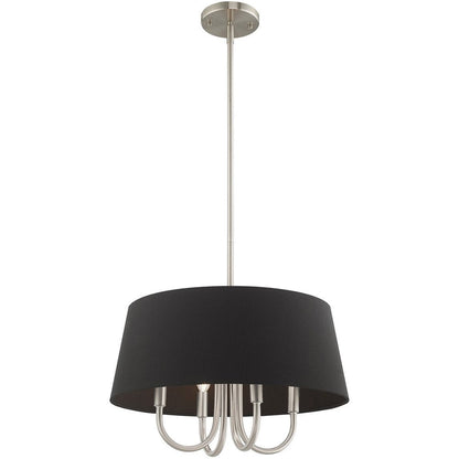 Nickel Four Light Metal Dimmable Chandelier With Shades HomeRoots