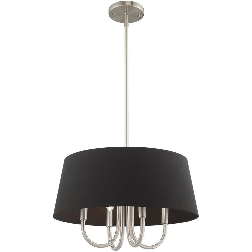 Nickel Four Light Metal Dimmable Chandelier With Shades HomeRoots