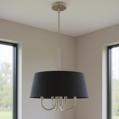 Nickel Four Light Metal Dimmable Chandelier With Shades HomeRoots