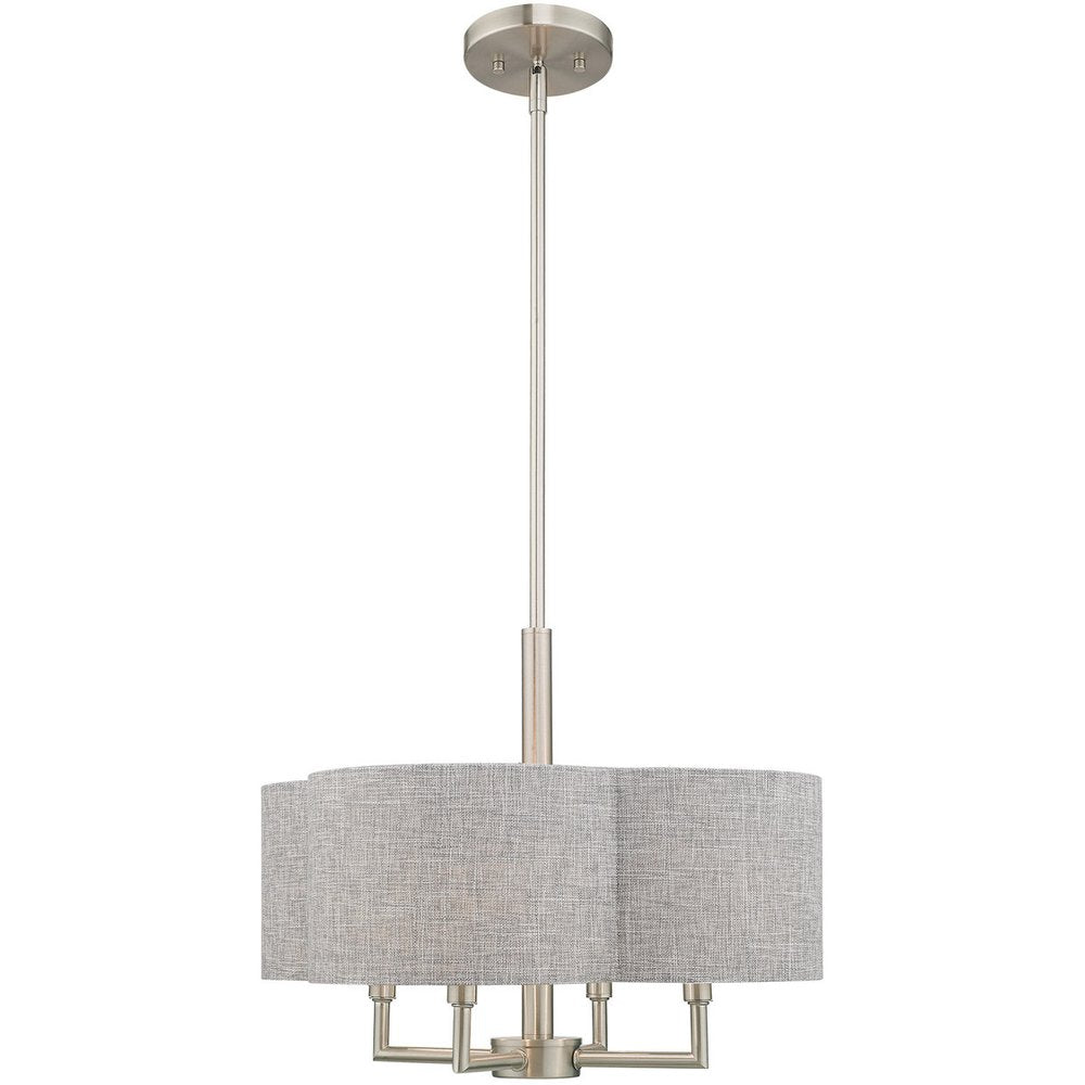 Nickel Four Light Metal Dimmable Chandelier With Shades HomeRoots