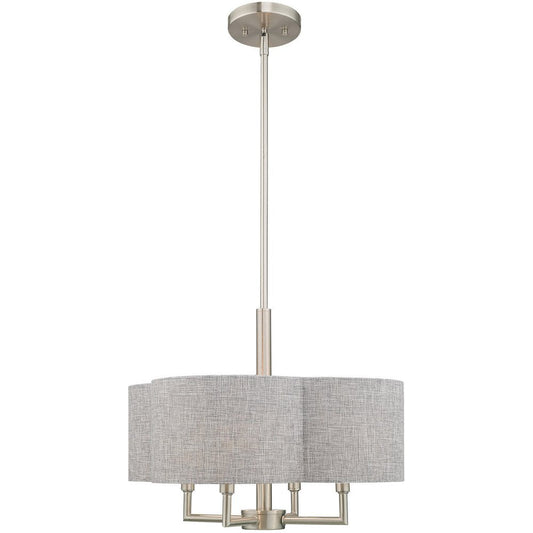 Nickel Four Light Metal Dimmable Chandelier With Shades HomeRoots