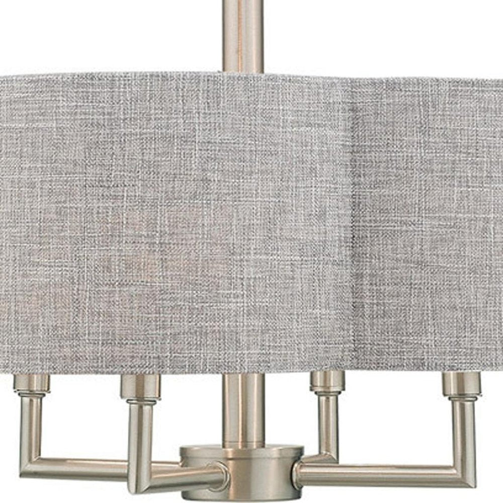 Nickel Four Light Metal Dimmable Chandelier With Shades HomeRoots