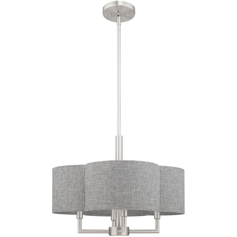 Nickel Four Light Metal Dimmable Chandelier With Shades HomeRoots