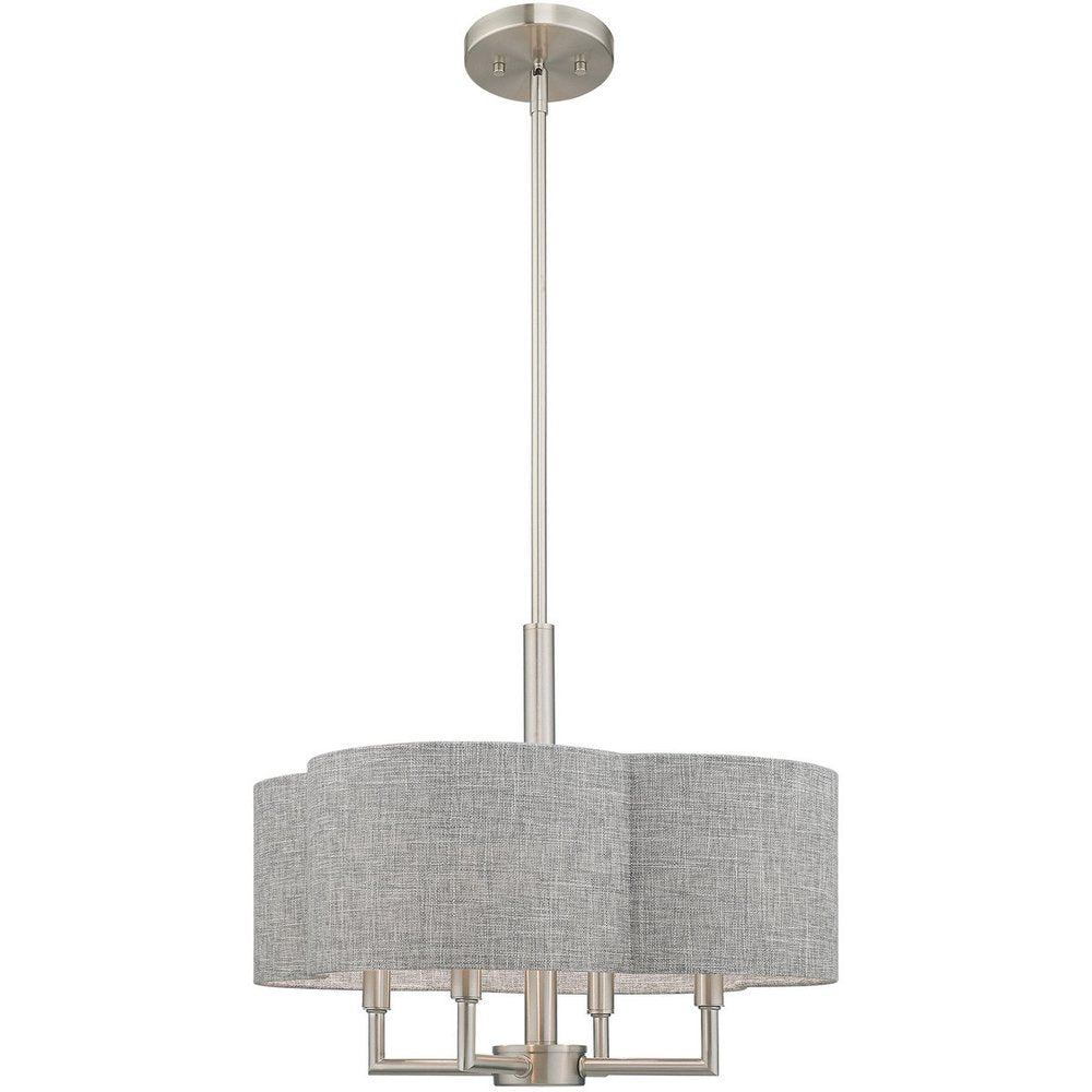 Nickel Four Light Metal Dimmable Chandelier With Shades HomeRoots