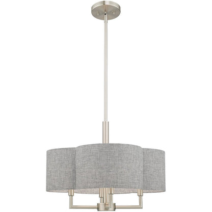 Nickel Four Light Metal Dimmable Chandelier With Shades HomeRoots