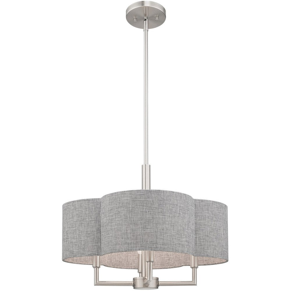 Nickel Four Light Metal Dimmable Chandelier With Shades HomeRoots