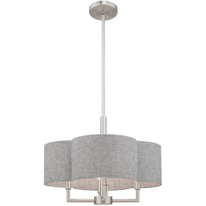 Nickel Four Light Metal Dimmable Chandelier With Shades HomeRoots