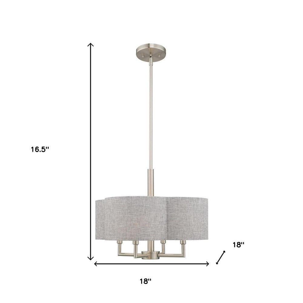 Nickel Four Light Metal Dimmable Chandelier With Shades HomeRoots