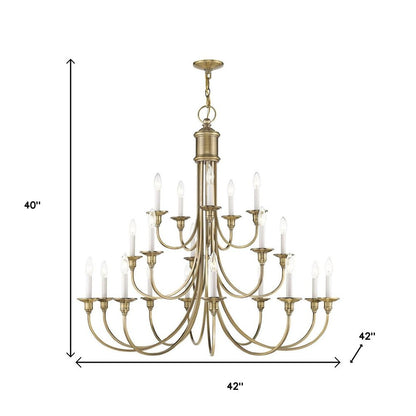Antiqued Brass Multi Light Metal Dimmable Chandelier With Shades HomeRoots