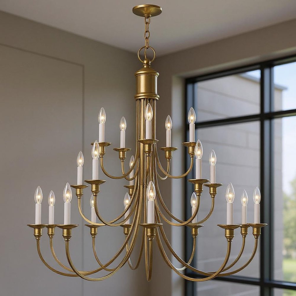 Antiqued Brass Multi Light Metal Dimmable Chandelier With Shades HomeRoots