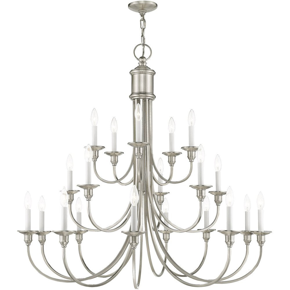 Nickel Multi Light Metal Dimmable Chandelier With Shades HomeRoots