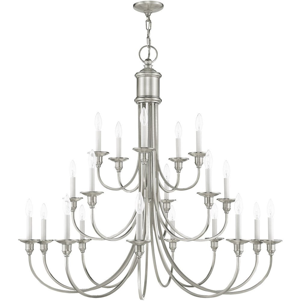 Nickel Multi Light Metal Dimmable Chandelier With Shades HomeRoots