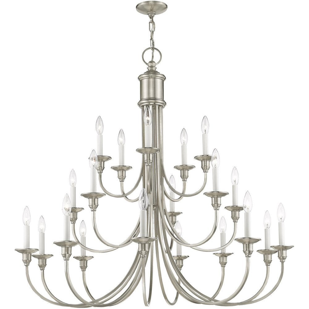 Nickel Multi Light Metal Dimmable Chandelier With Shades HomeRoots