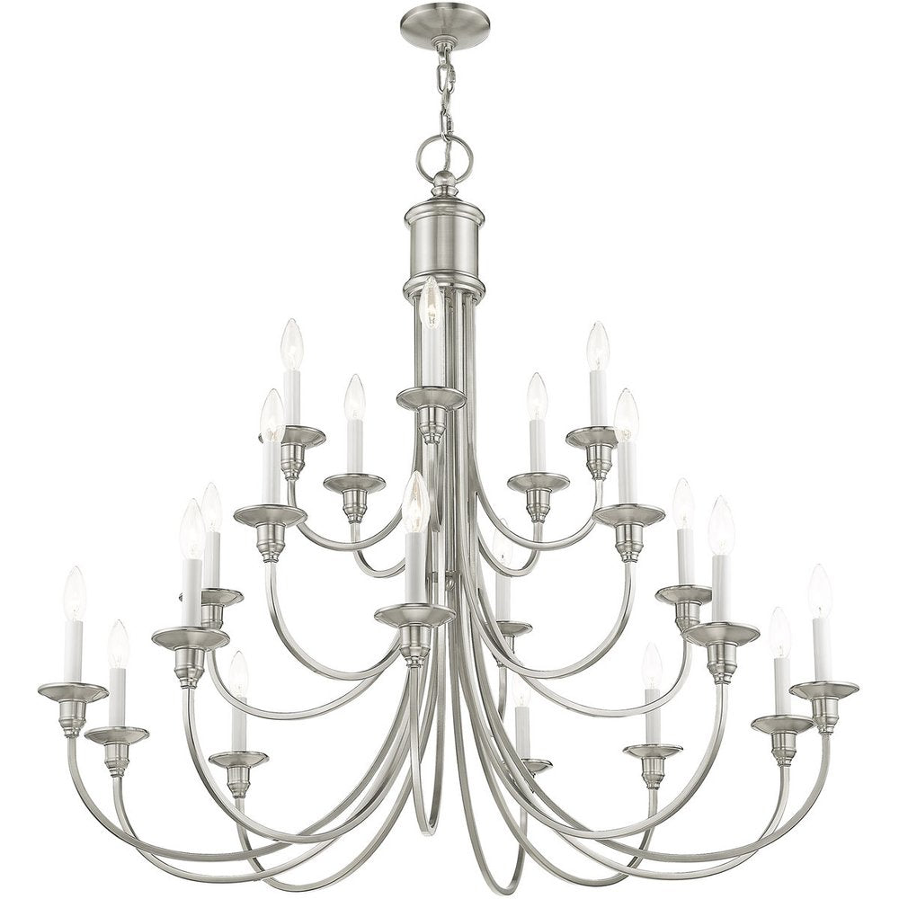 Nickel Multi Light Metal Dimmable Chandelier With Shades HomeRoots
