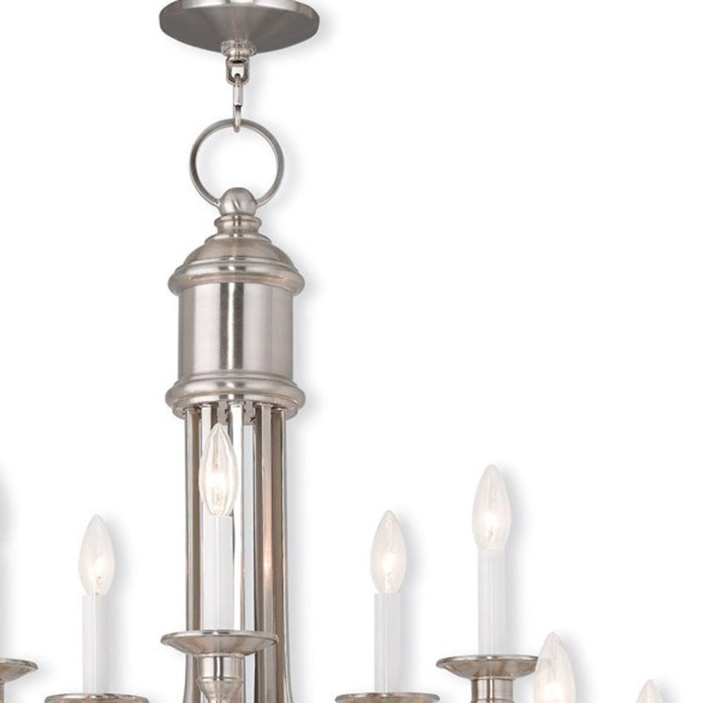 Nickel Multi Light Metal Dimmable Chandelier With Shades HomeRoots