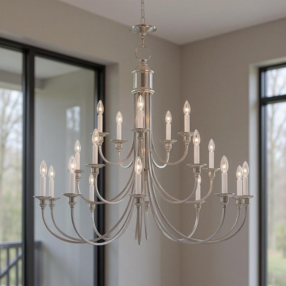 Nickel Multi Light Metal Dimmable Chandelier With Shades HomeRoots