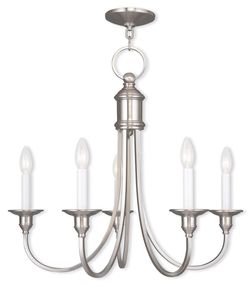 Nickel Five Light Metal Dimmable Chandelier With Shades HomeRoots
