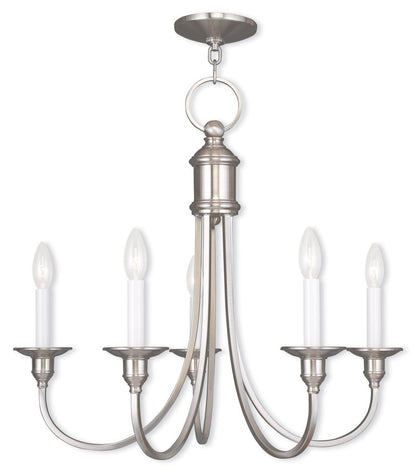 Nickel Five Light Metal Dimmable Chandelier With Shades HomeRoots