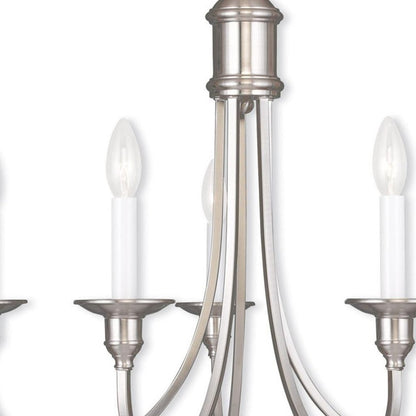 Nickel Five Light Metal Dimmable Chandelier With Shades HomeRoots