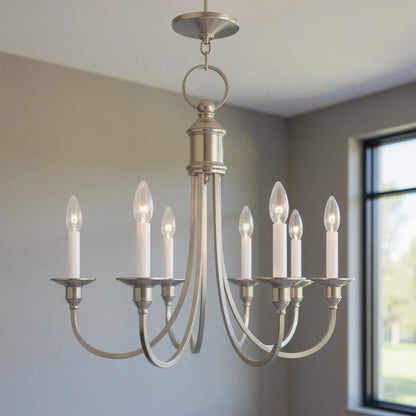 Nickel Five Light Metal Dimmable Chandelier With Shades HomeRoots