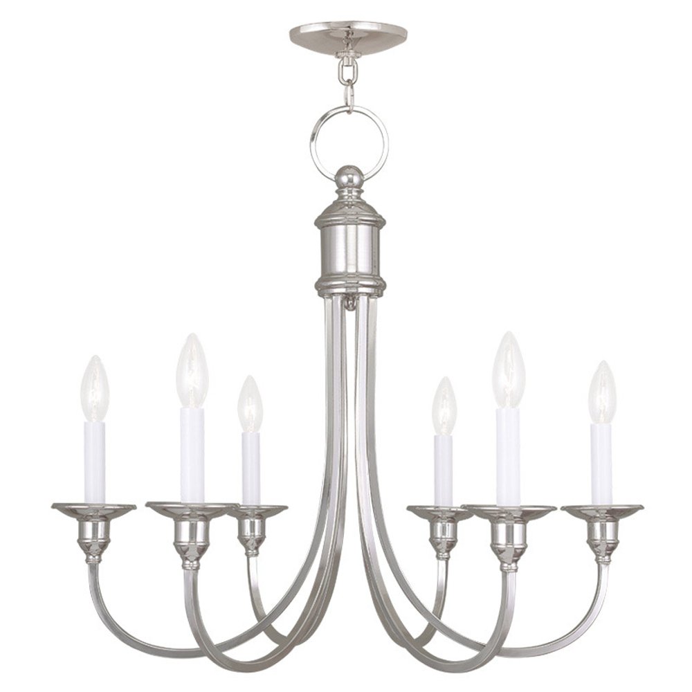 Nickel Six Light Metal Dimmable Chandelier With Shades HomeRoots