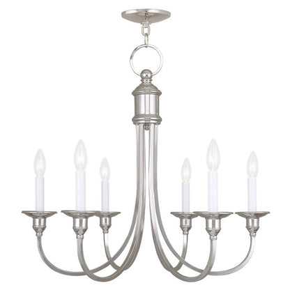 Nickel Six Light Metal Dimmable Chandelier With Shades HomeRoots