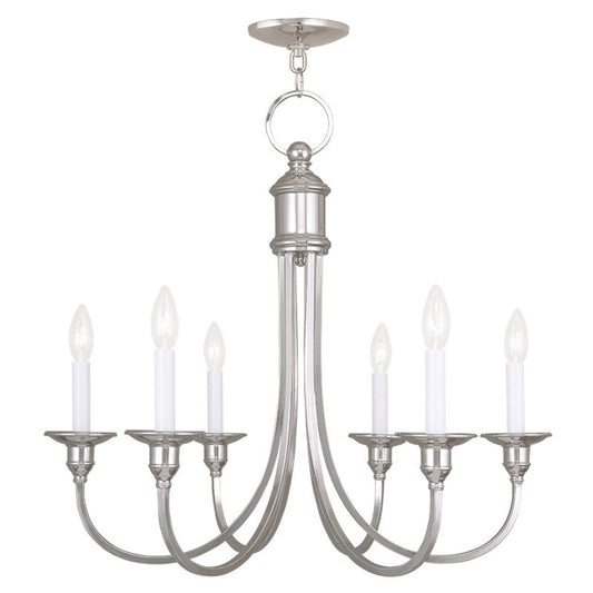 Nickel Six Light Metal Dimmable Chandelier With Shades HomeRoots
