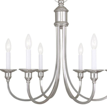 Nickel Six Light Metal Dimmable Chandelier With Shades HomeRoots