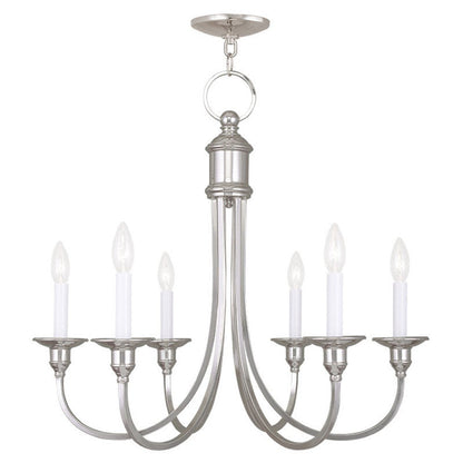 Nickel Six Light Metal Dimmable Chandelier With Shades HomeRoots