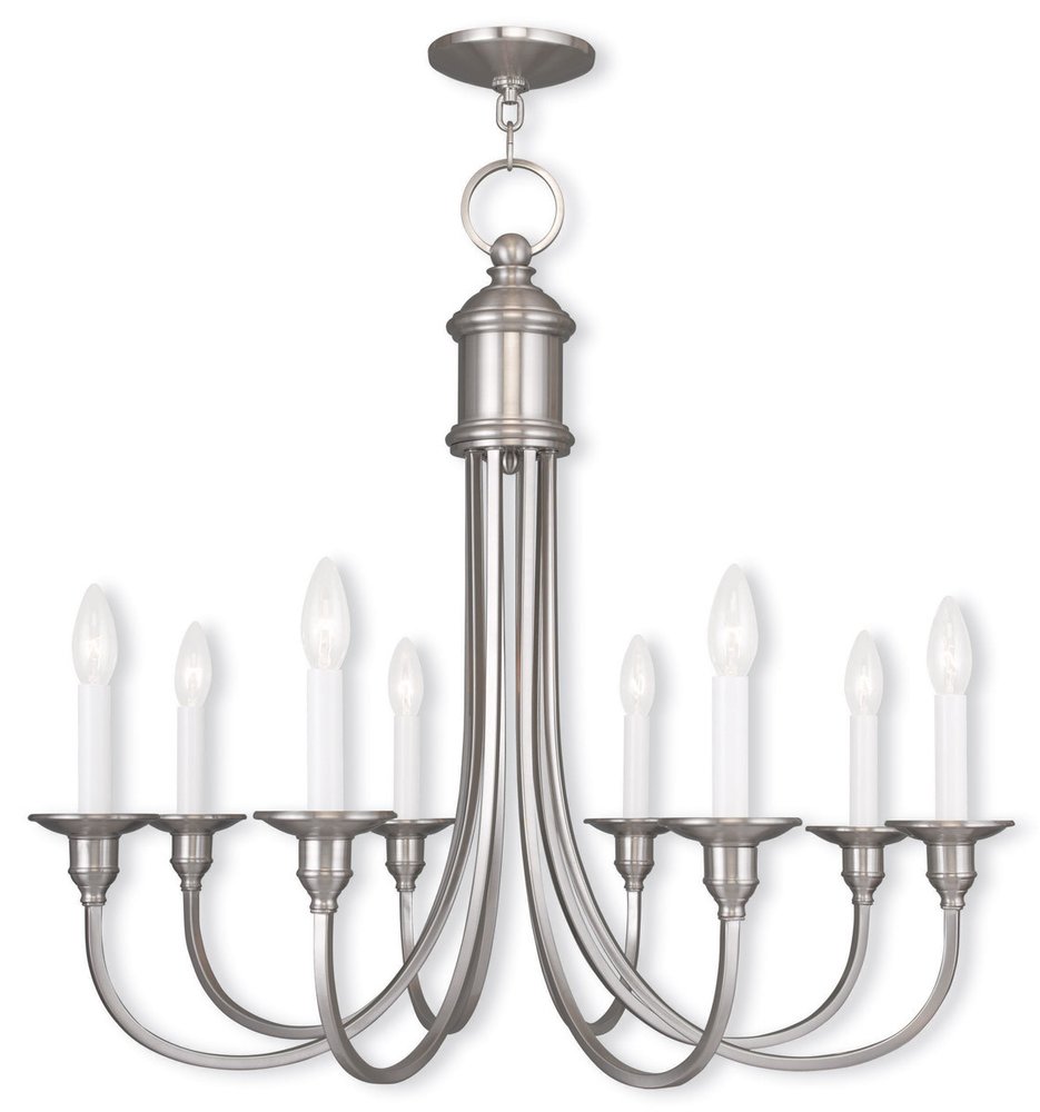 Nickel Eight Light Metal Dimmable Chandelier With Shades HomeRoots