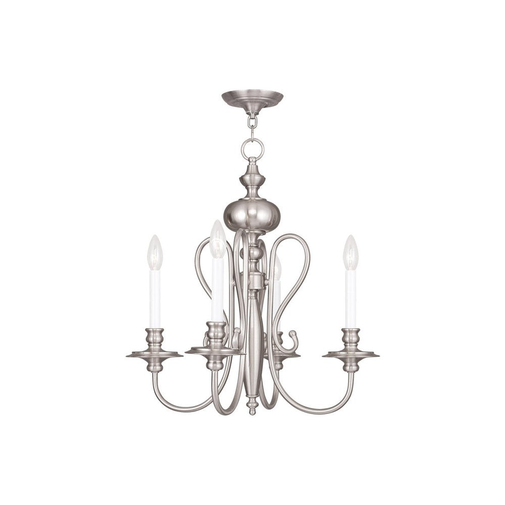 Nickel Four Light Metal Dimmable Chandelier With Shades HomeRoots